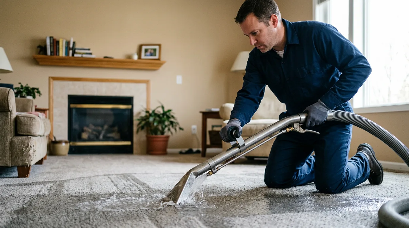Water damage restoration technician working near Ethridge, TN
